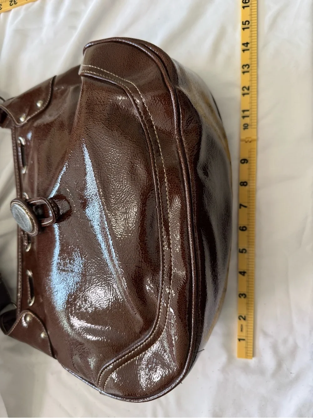 Alfred Dunner Brown Patent Hobo Shoulder Bag